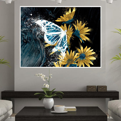 Vibrant Butterfly and Sunflower Oil Painting for Modern Home Decor