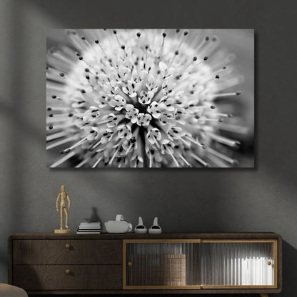 Stunning Button Bush Oil Painting in Monochrome - Elegant Abstract Floral Artwork