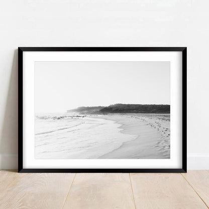 Serene Black and White Maroubra Beach Scene Oil Painting