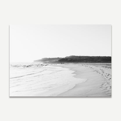 Serene Black and White Maroubra Beach Scene Oil Painting