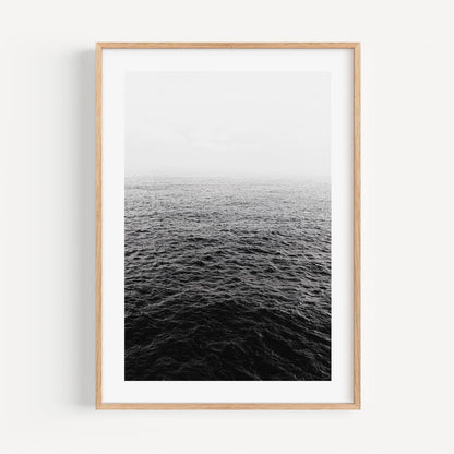 Serene Black and White Ocean Waves Oil Painting for Tranquil Décor
