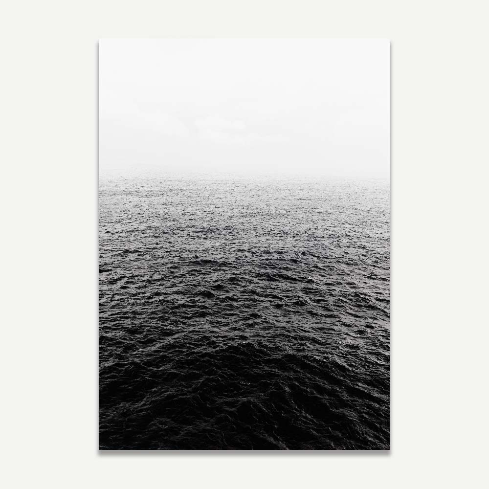 Serene Black and White Ocean Waves Oil Painting for Tranquil Décor