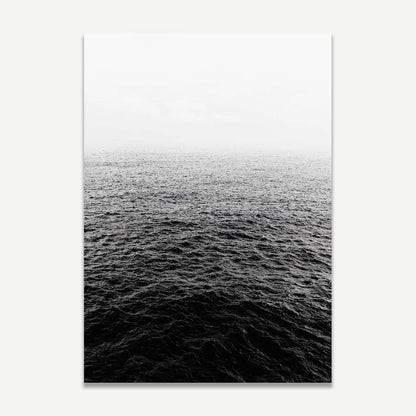 Serene Black and White Ocean Waves Oil Painting for Tranquil Décor