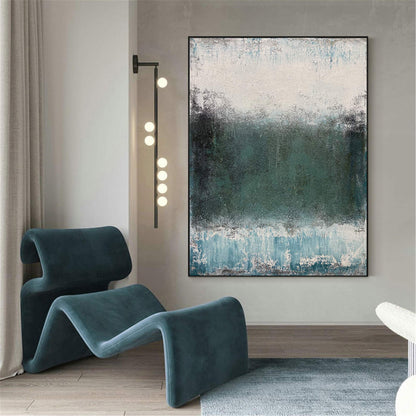 Serene Green Abstract Oil Painting for Modern Home Decor