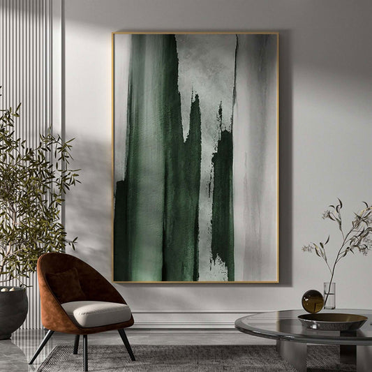 Abstract Green Serenity: Elegant Modern Oil Painting for Contemporary Spaces