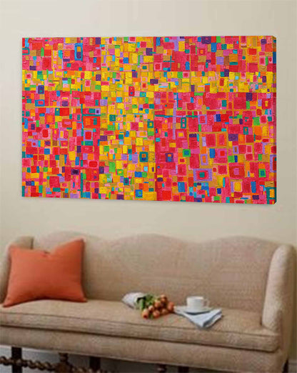 Vibrant Abstract Oil Painting in Bold Colors for Modern Home Decor