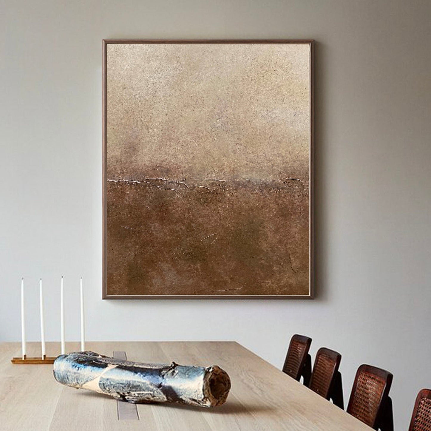 Elegant Brown Abstract Oil Painting for a Minimalist Home Decor Style