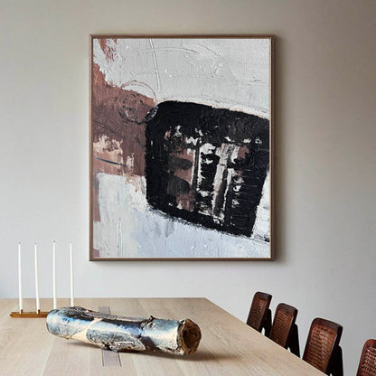 Contemporary Abstract Oil Painting with Bold Textures and Earthy Tones