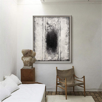 Contemporary Black and White Abstract Oil Painting for Modern Home Decor