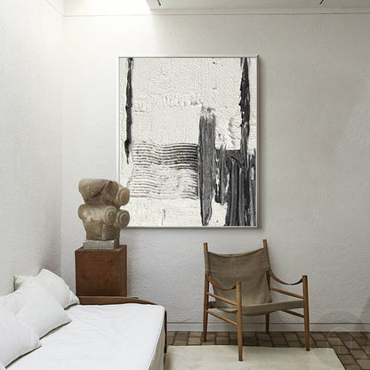Contemporary Black and White Abstract Oil Painting for Modern Home Decor