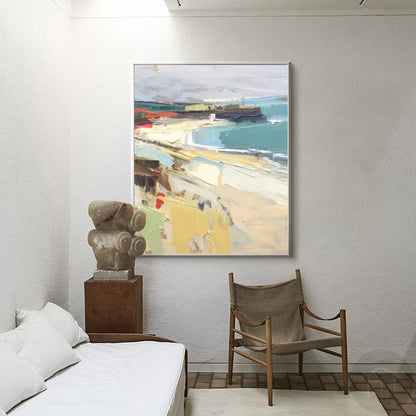 Serene Coastal Landscape Oil Painting for Beach House Decor
