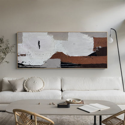 Contemporary Abstract Oil Painting with Neutral Tones and Bold Brushstrokes
