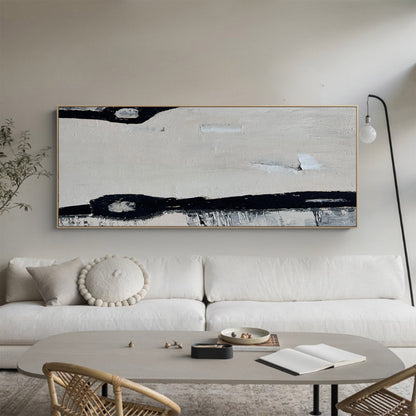 Contemporary Black and White Abstract Oil Painting for Modern Home Decor