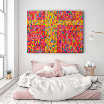 Vibrant Abstract Oil Painting in Bold Colors for Modern Home Decor