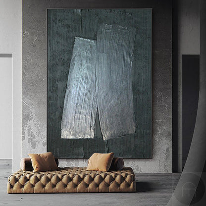 Sleek Black Minimalist Oil Painting for Modern Home Decor and Artistic Expression