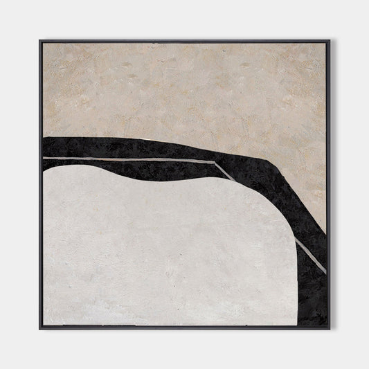 Elegant Minimalist Canvas Art – Modern Black and White Abstract Painting for Home Decor