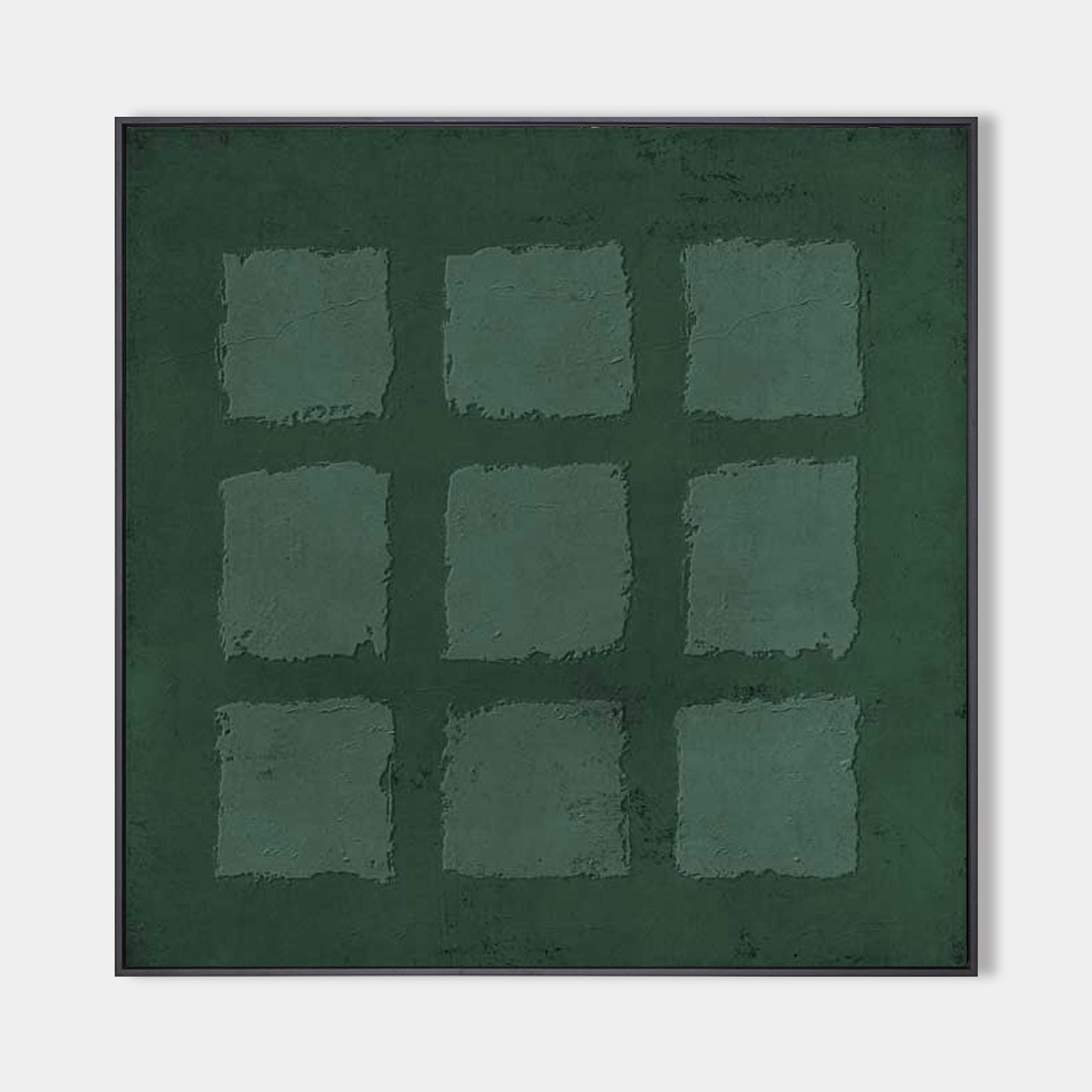 Muted Green Textured Oil Painting for Modern Minimalist Decor