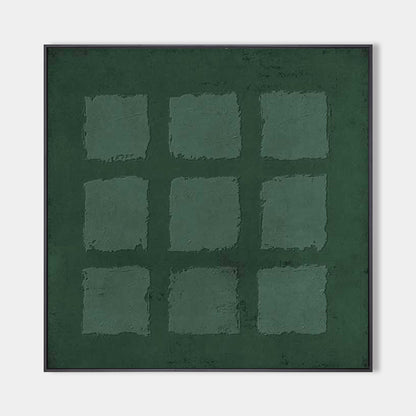 Muted Green Textured Oil Painting for Modern Minimalist Decor