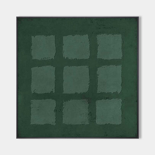 Muted Green Textured Oil Painting for Modern Minimalist Decor