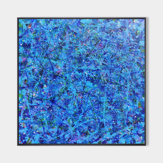 Vibrant Blue Abstract Oil Painting for Modern Home Decor