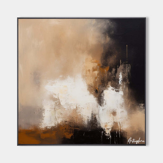 Contemporary Abstract Oil Painting with Earthy Tones and Bold Brushstrokes