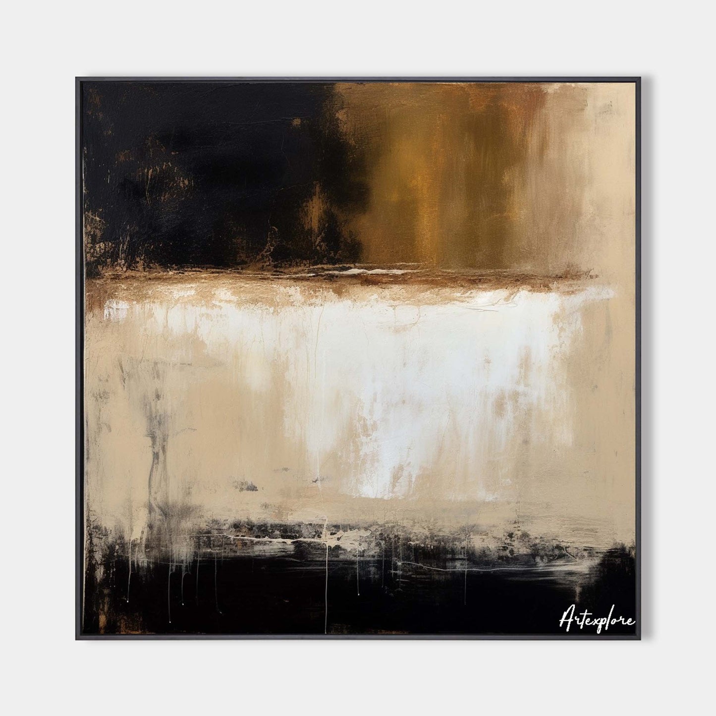 Stunning Modern Abstract Oil Painting with Elegant Earth Tones for Home Decor