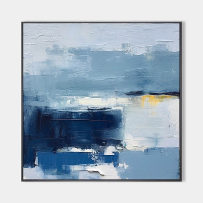 Tranquil Blue Abstract Oil Painting for Modern Home Décor