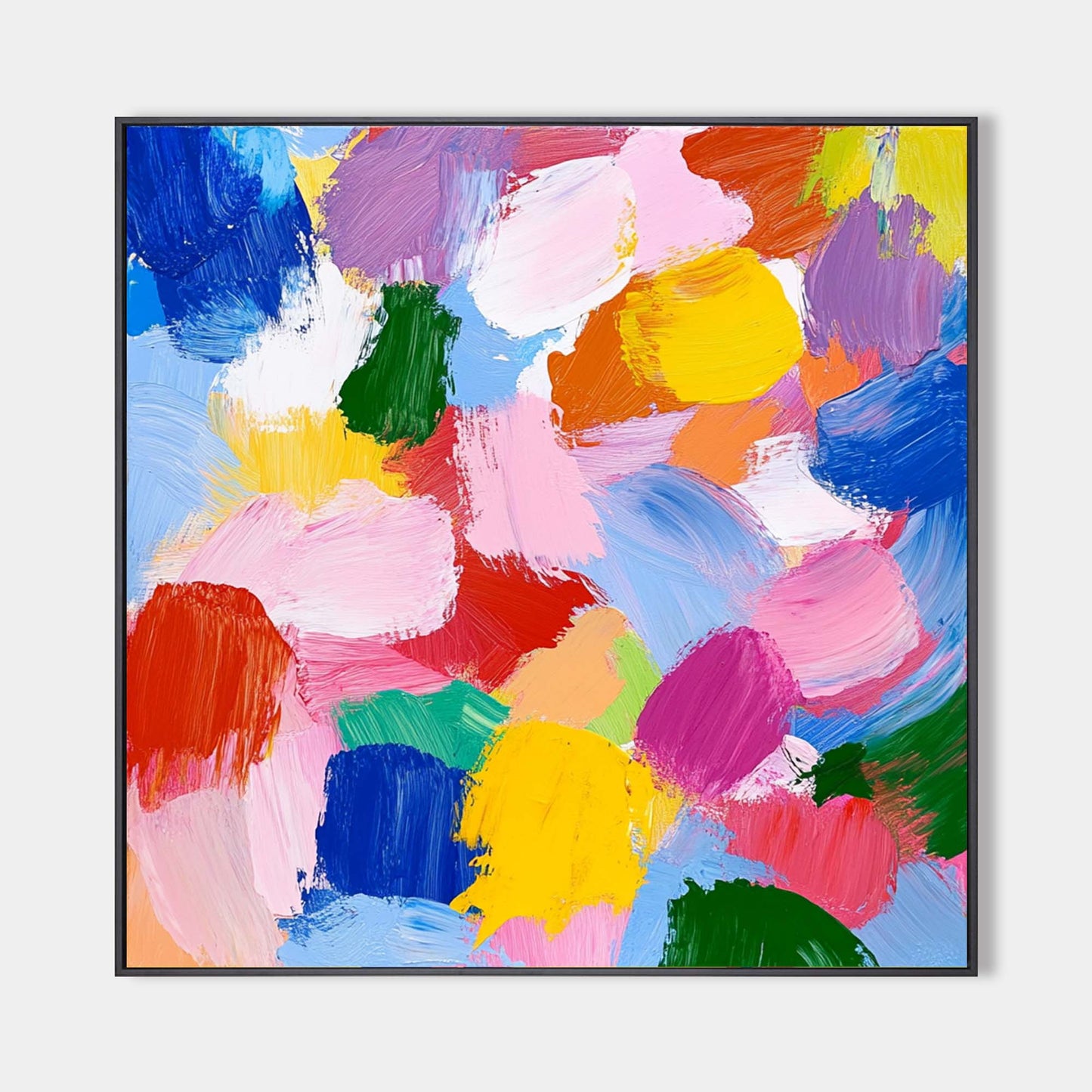 Vibrant Modern Abstract Oil Painting with Colorful Brush Strokes for Home Decor