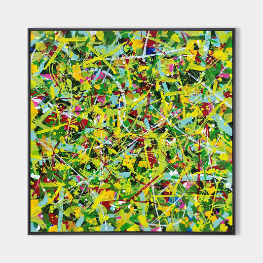 Vibrant Green Abstract Oil Painting for Modern Home Décor