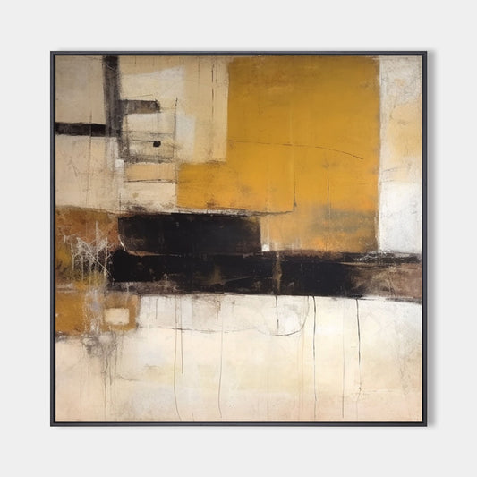 Chic Yellow and Black Modern Abstract Oil Painting for Contemporary Home Decor