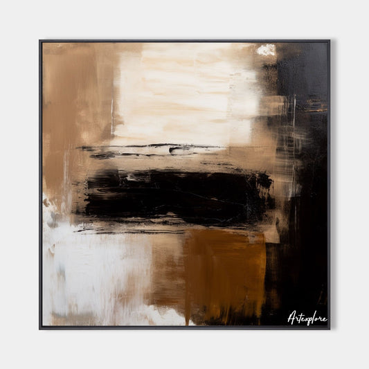 Contemporary Abstract Oil Painting in Earthy Tones for Modern Home Decor
