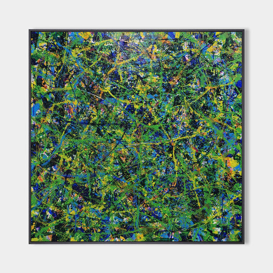 Vibrant Green Abstract Oil Painting for Modern Home Decor