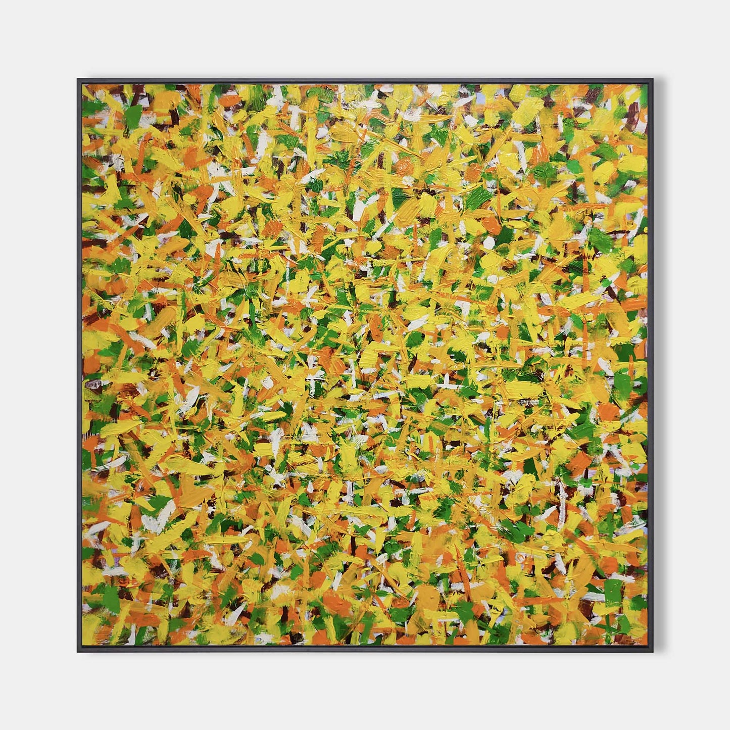 Vibrant Yellow Abstract Oil Painting for Modern Home Decor