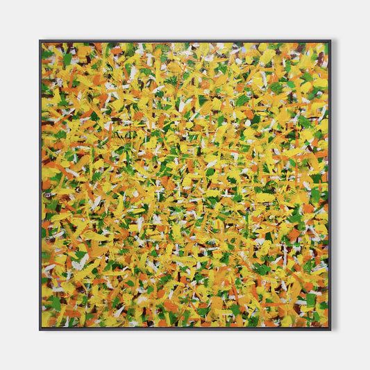 Vibrant Yellow Abstract Oil Painting for Modern Home Decor