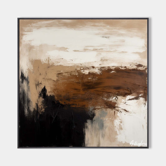 Contemporary Abstract Landscape Oil Painting in Earthy Tones for Modern Decor