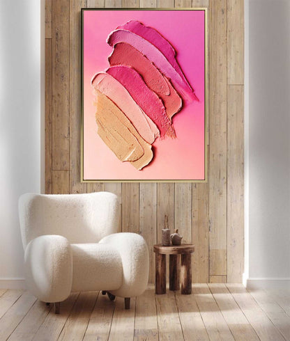 Abstract Pink and Peach Oil Painting for Modern Home Decor