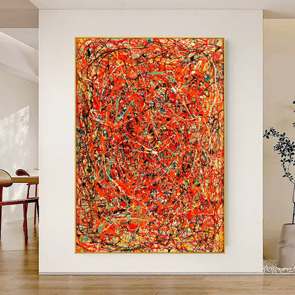 Vivid Abstract Red Oil Painting with Dynamic Energy and Texture