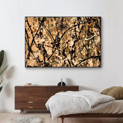 Abstract Black and Gold Oil Painting for Modern Home Decor