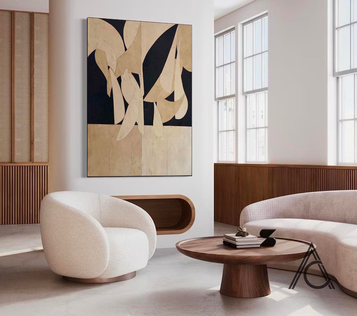 Elegant Minimalist Abstract Oil Painting for Modern Home Decor