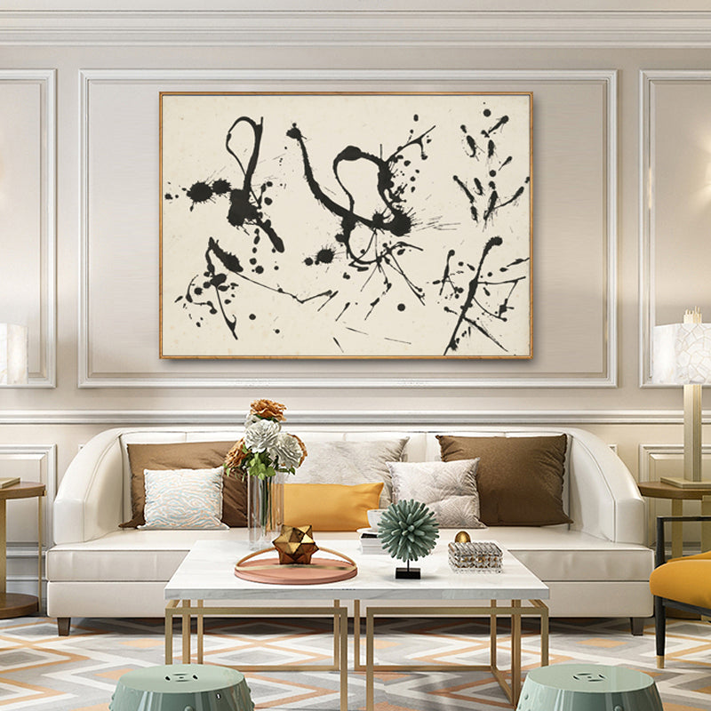 Abstract Black and White Oil Painting for Modern Home Decor