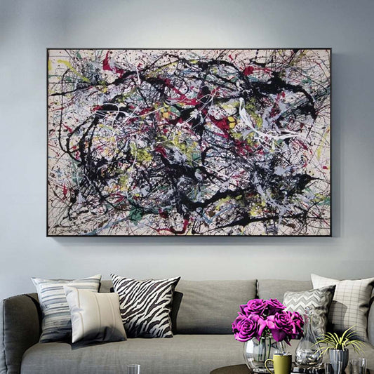 Abstract Expressionist Oil Painting with Vibrant Colors and Dynamic Brushstrokes