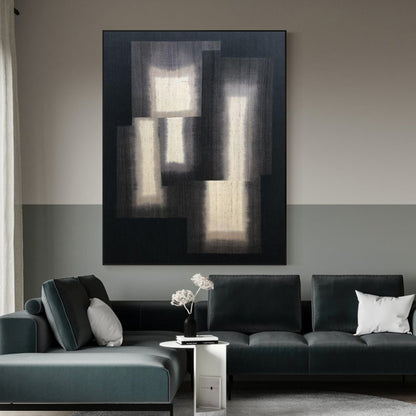 Contemporary Monochrome Abstract Oil Painting for Modern Home Decor