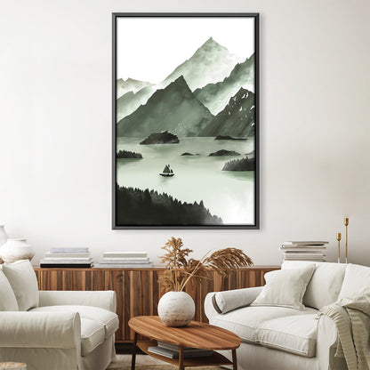 Serene Mountain Lake Oil Painting for Tranquil Home Decor