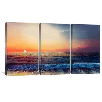 Tranquil Ocean Sunset Oil Painting for Serene Home Decor