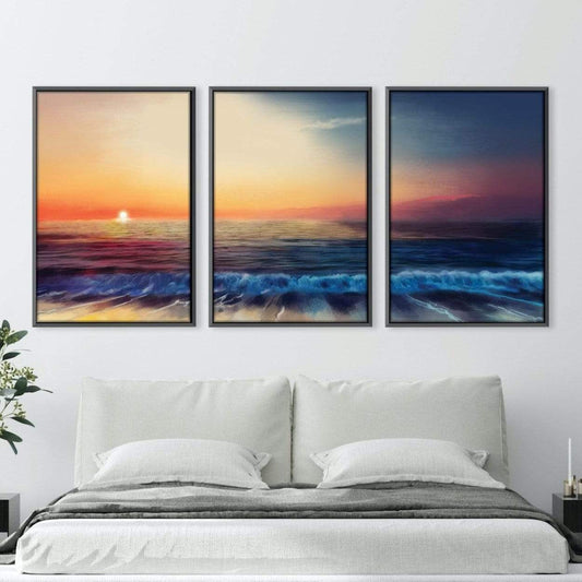 Tranquil Ocean Sunset Oil Painting for Serene Home Decor