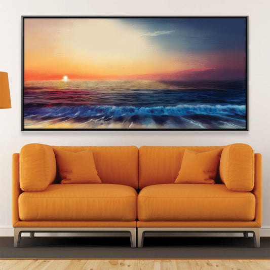 Serene Sunset Ocean View - Vibrant Oil Painting for Home Décor