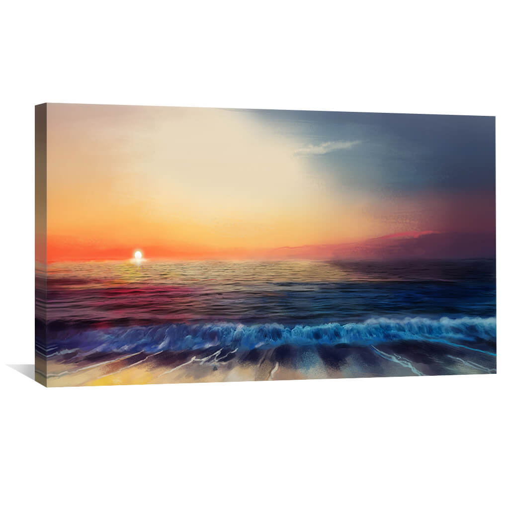 Serene Sunset Ocean View - Vibrant Oil Painting for Home Décor