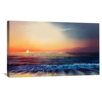 Serene Sunset Ocean View - Vibrant Oil Painting for Home Décor