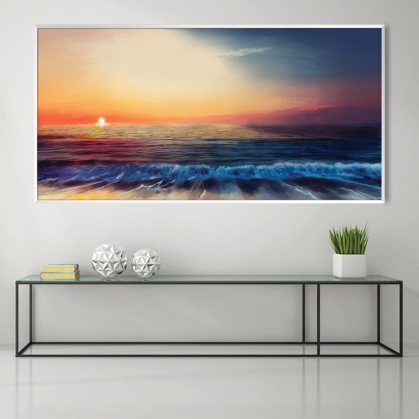 Serene Sunset Ocean View - Vibrant Oil Painting for Home Décor