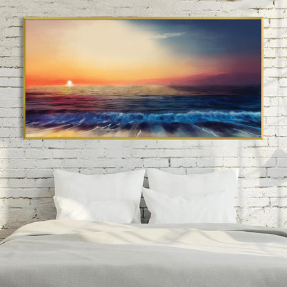 Serene Sunset Ocean View - Vibrant Oil Painting for Home Décor
